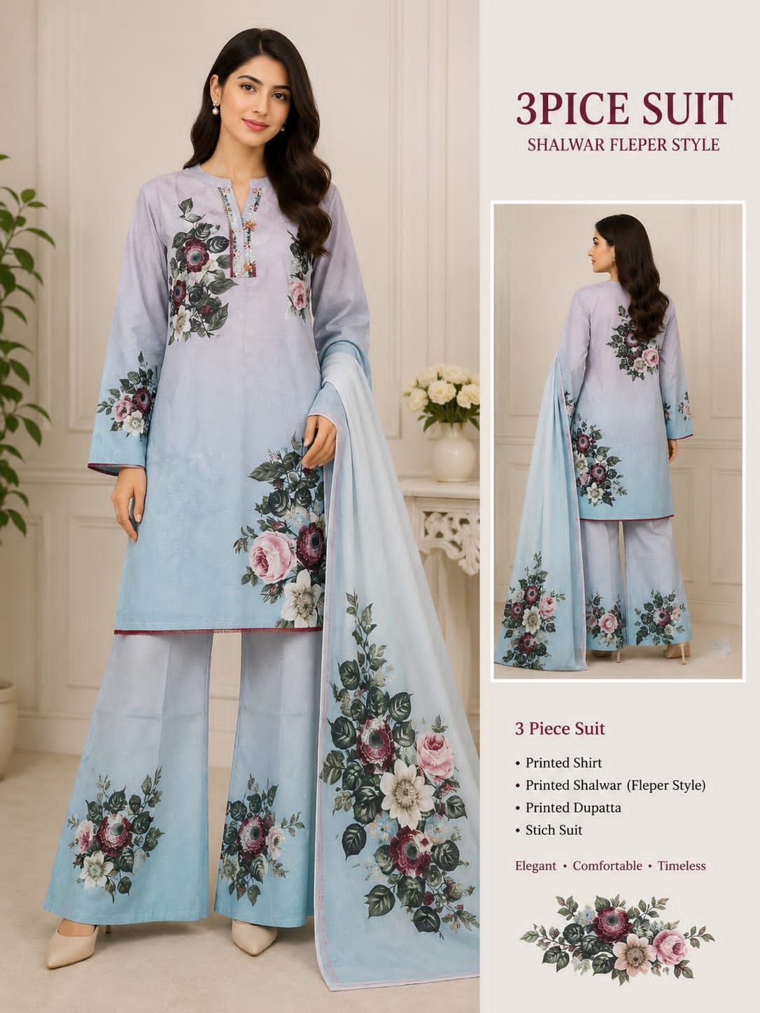 Adan Libas & Limelight Prints Premium Lawn Stitched 3 Piece Suit