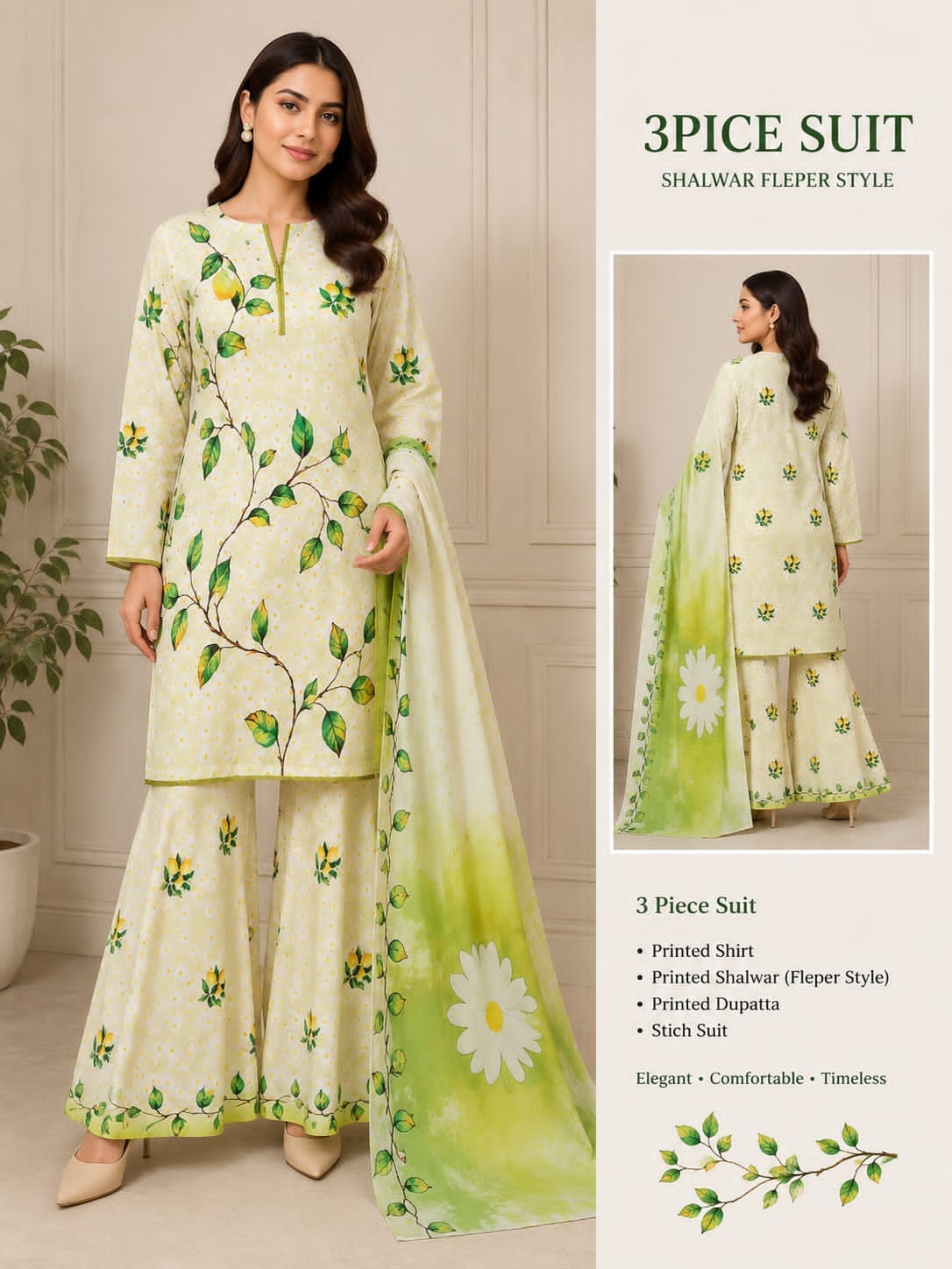 Adan Libas & Limelight Prints Premium Lawn Stitched 3 Piece Suit