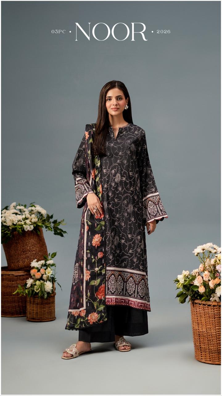 NOOR by Gull Jee – AMAYA | Faya | Midnight Pop 3 Piece Lawn Collection