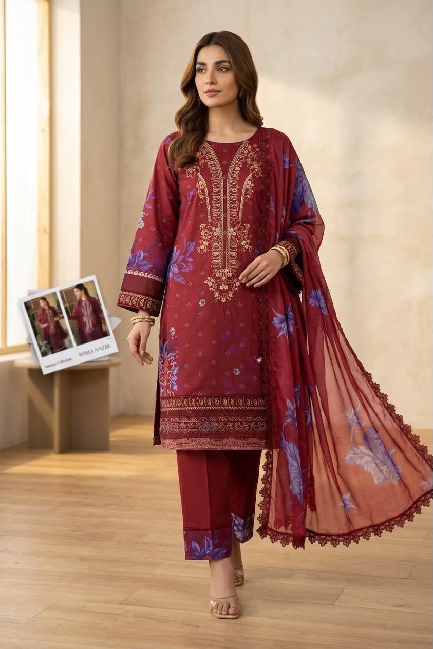 Hussain Rehar 5272 Premium Airjet Lawn 2 Piece Embroidered Suit – Free Delivery