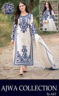Ajwa Collection by A&T Premium Organza Embroidered 3 Piece Suit with Embroidered Dupatta