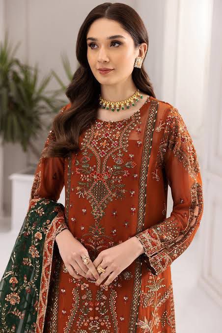 Alizeh Embroidered Chiffon Unstitched 3 Piece Suit with Net Dupatta
