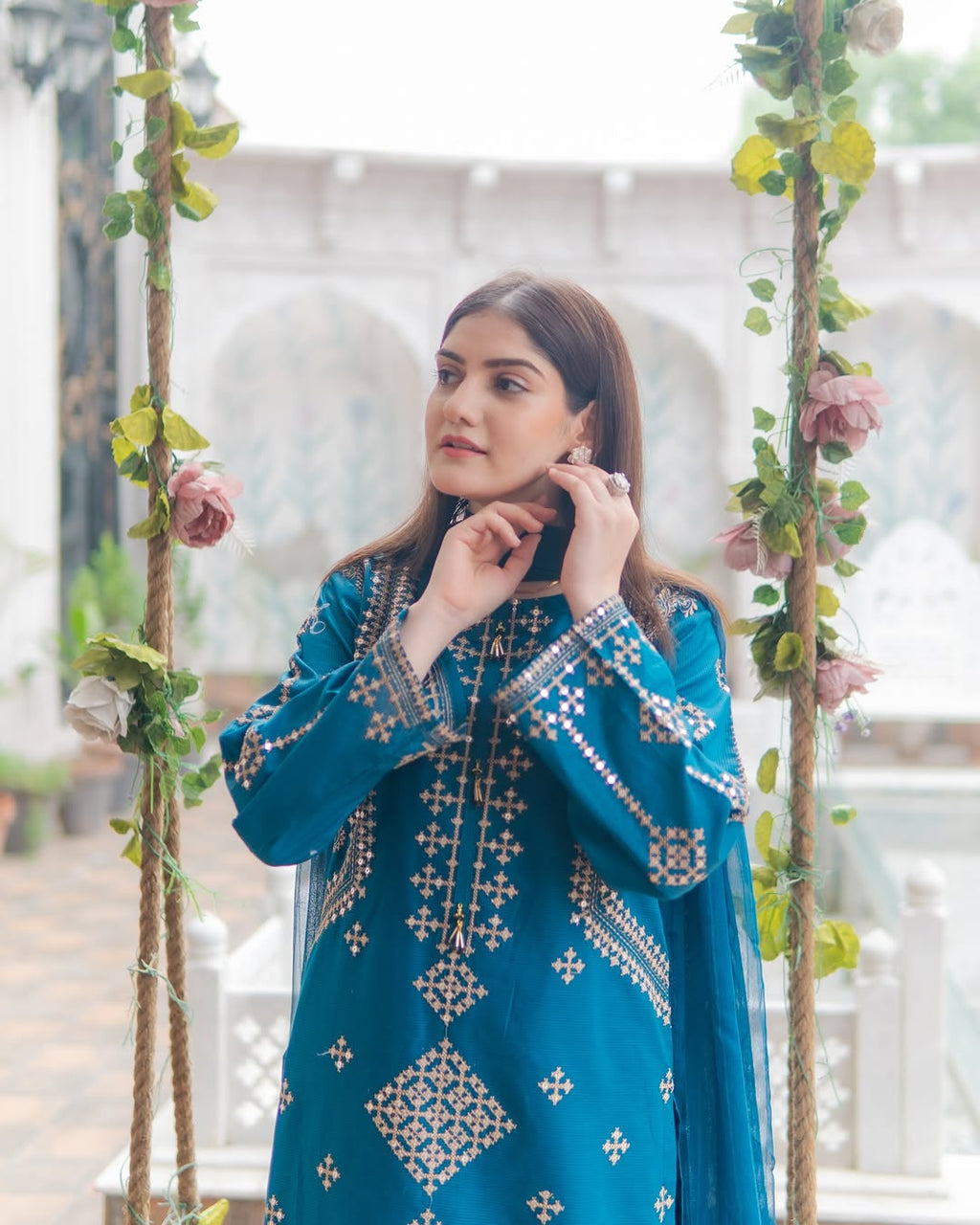 Women's Ready to Wear Bareeza Cotton 3 Piece Suit with Sequence Embroidery & Chiffon Dupatta