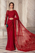 Maria B Exclusive Premium Net Embroidered Saree with Heavy Adda Work & Cutwork Borders
