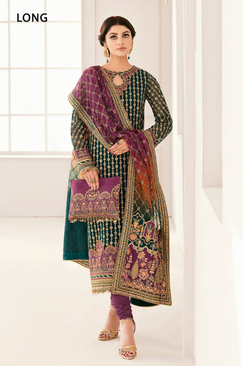 BAROQUE Replica Unstitched Organza Suit with Silk Trouser – Sequins Embroidered 3 Piece