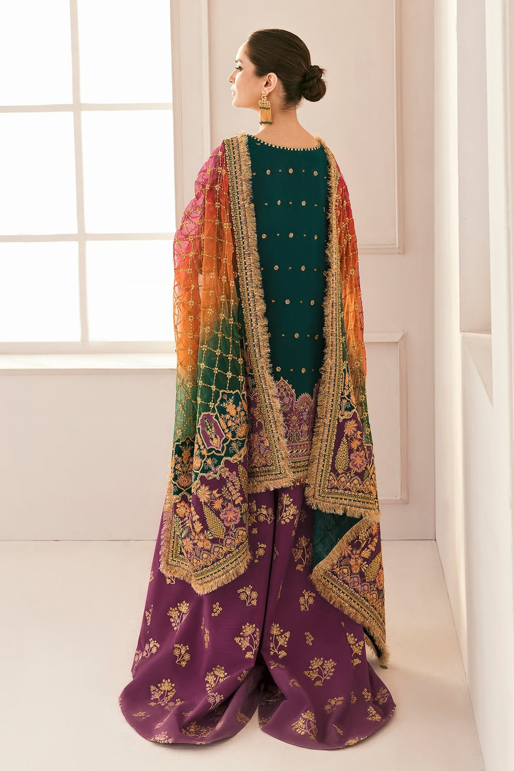 BAROQUE Replica Unstitched Organza Suit with Silk Trouser – Sequins Embroidered 3 Piece