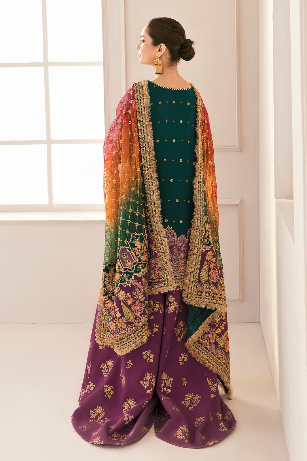 BAROQUE Replica Unstitched Organza Suit with Silk Trouser – Sequins Embroidered 3 Piece