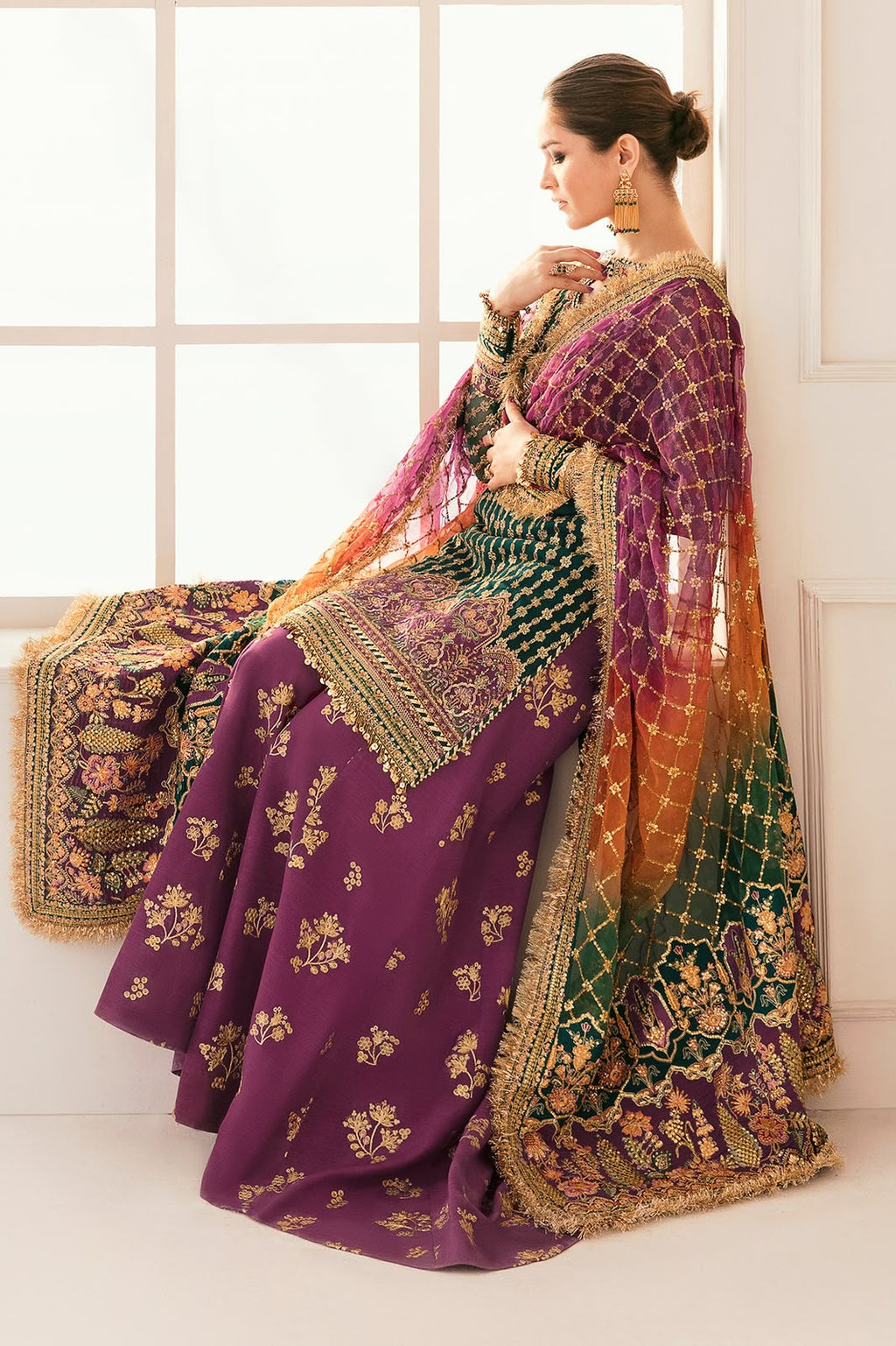 BAROQUE Replica Unstitched Organza Suit with Silk Trouser – Sequins Embroidered 3 Piece