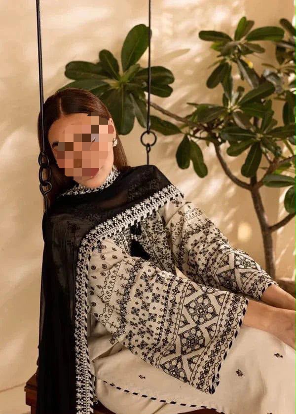 Baroque Premium Air-Jet Lawn Embroidered 3 Piece Suit with Bember Chiffon Dupatta