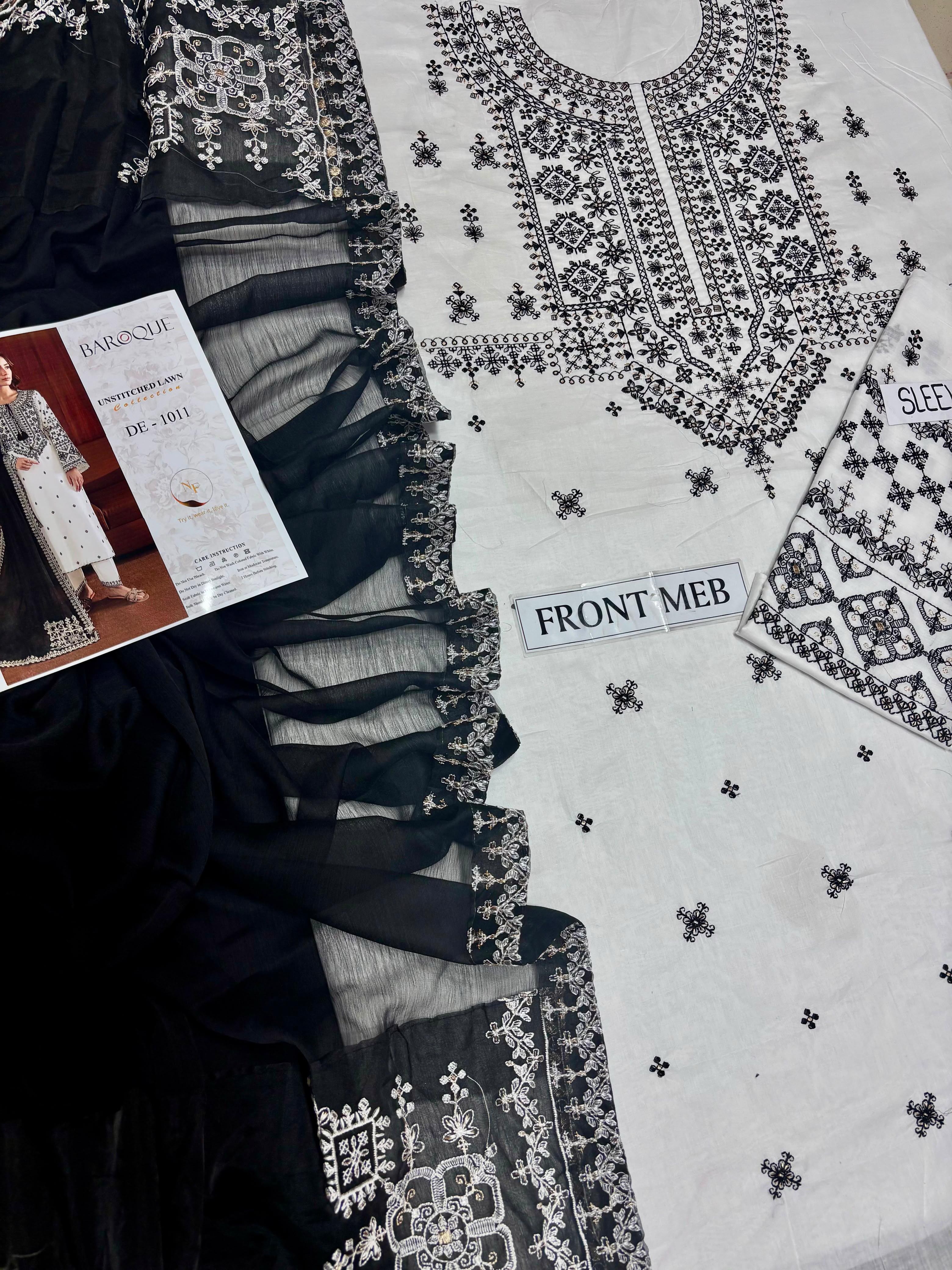 Baroque Premium Air-Jet Lawn Embroidered 3 Piece Suit with Bember Chiffon Dupatta