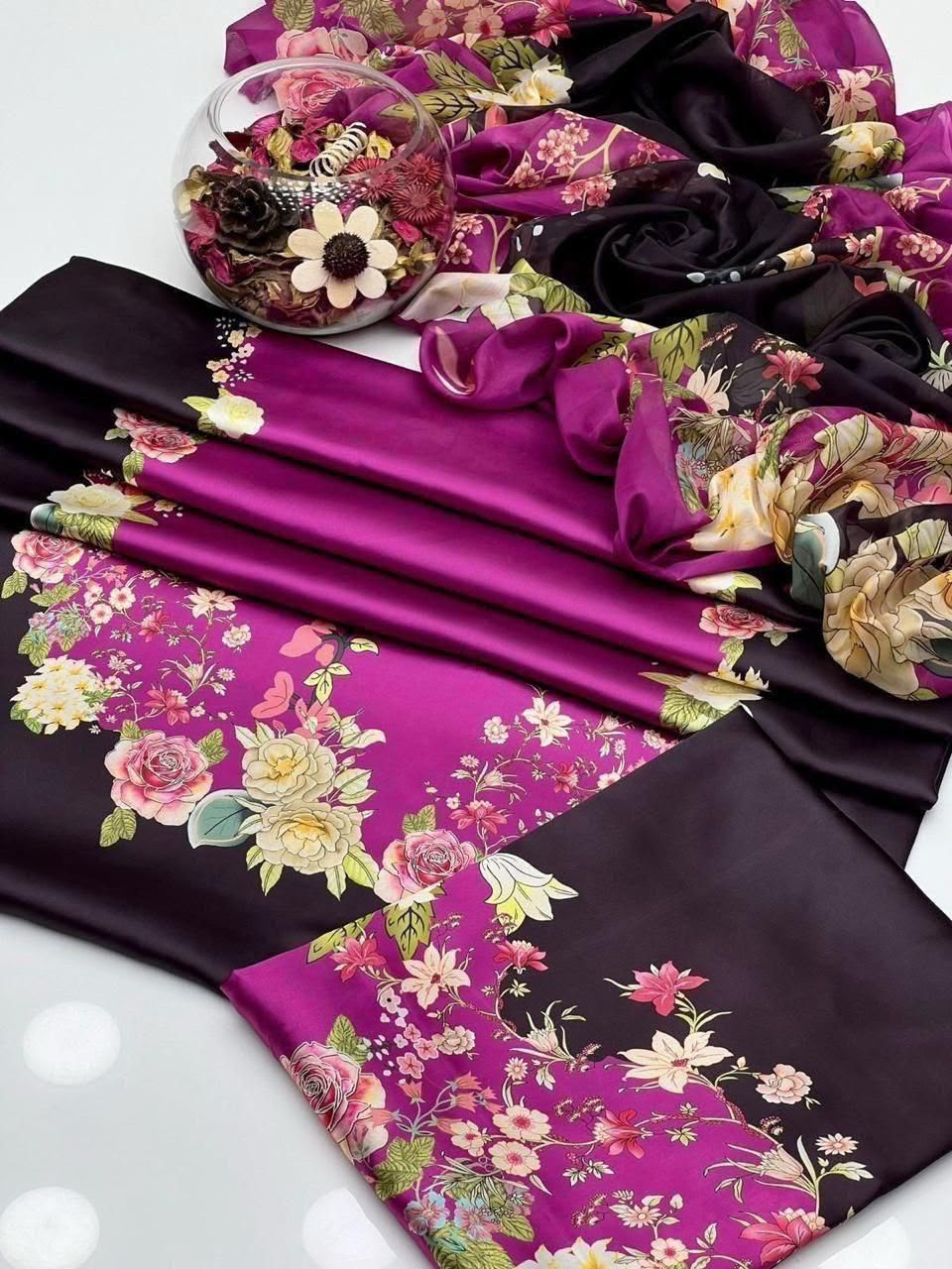 Tie & Dye Digital Printed Shamooz Silk 3 Piece Unstitched Suit