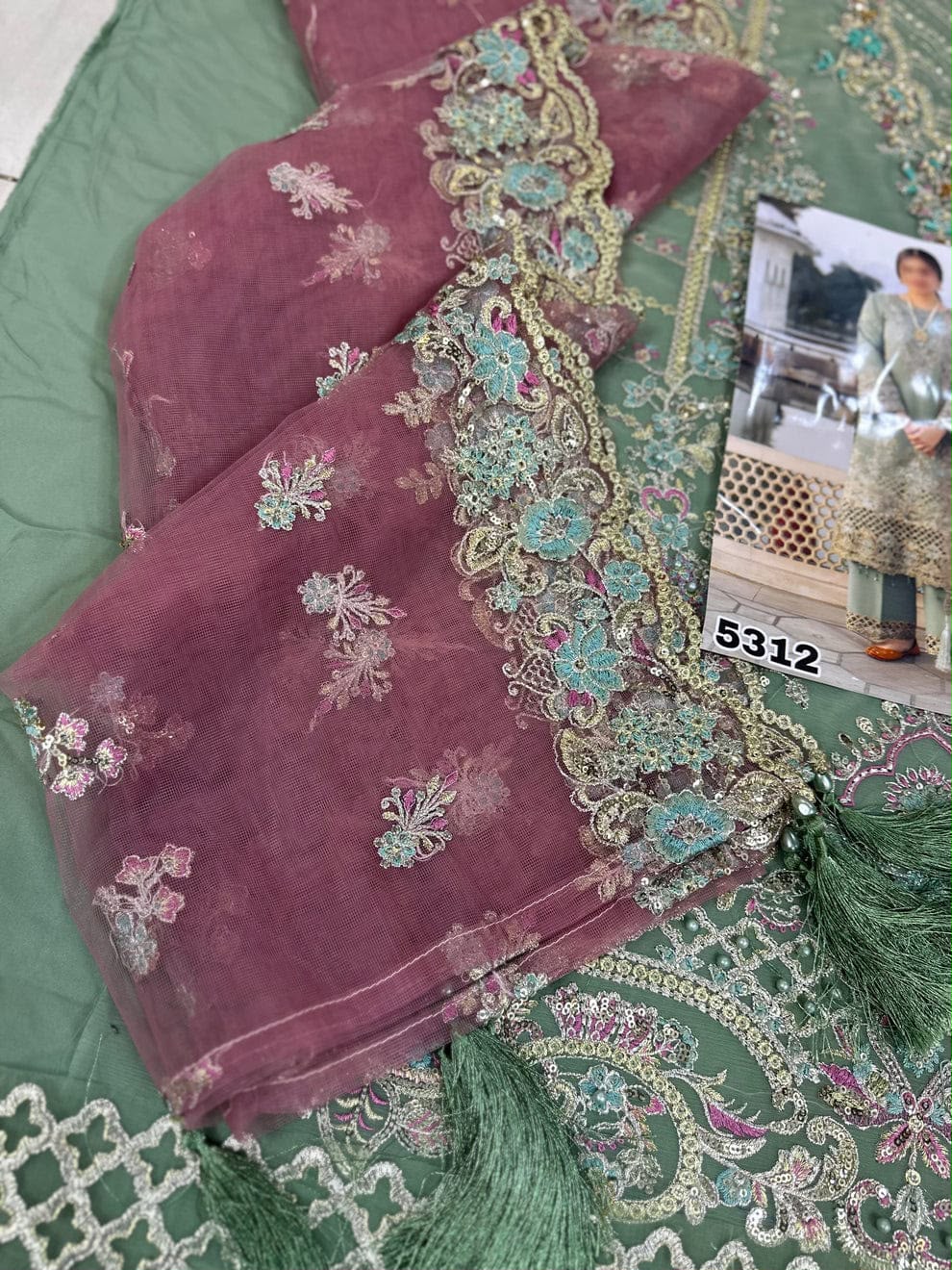 Imrozia Chiffon & Net Embroidered 3 Piece Unstitched Suit with Handwork