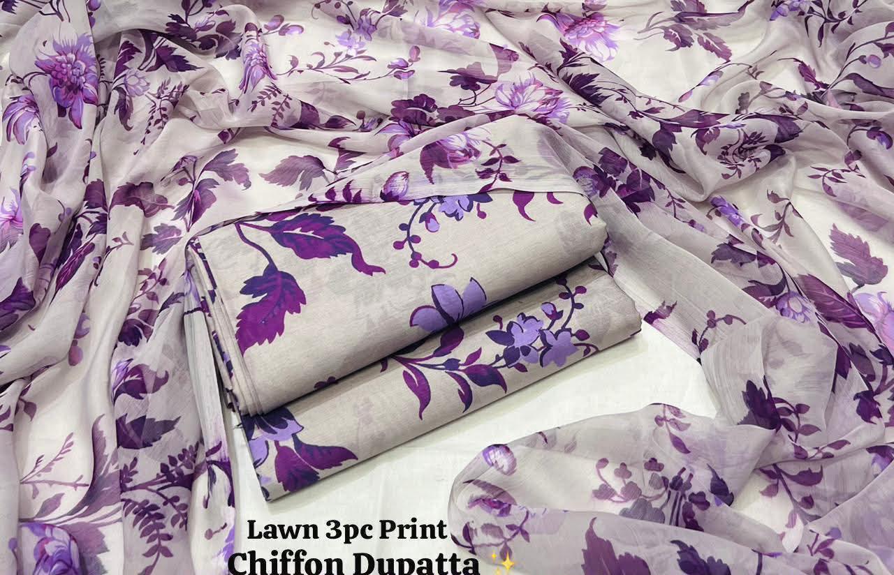 Maria B Inspired Digital Printed Lawn 3 Piece Unstitched Suit