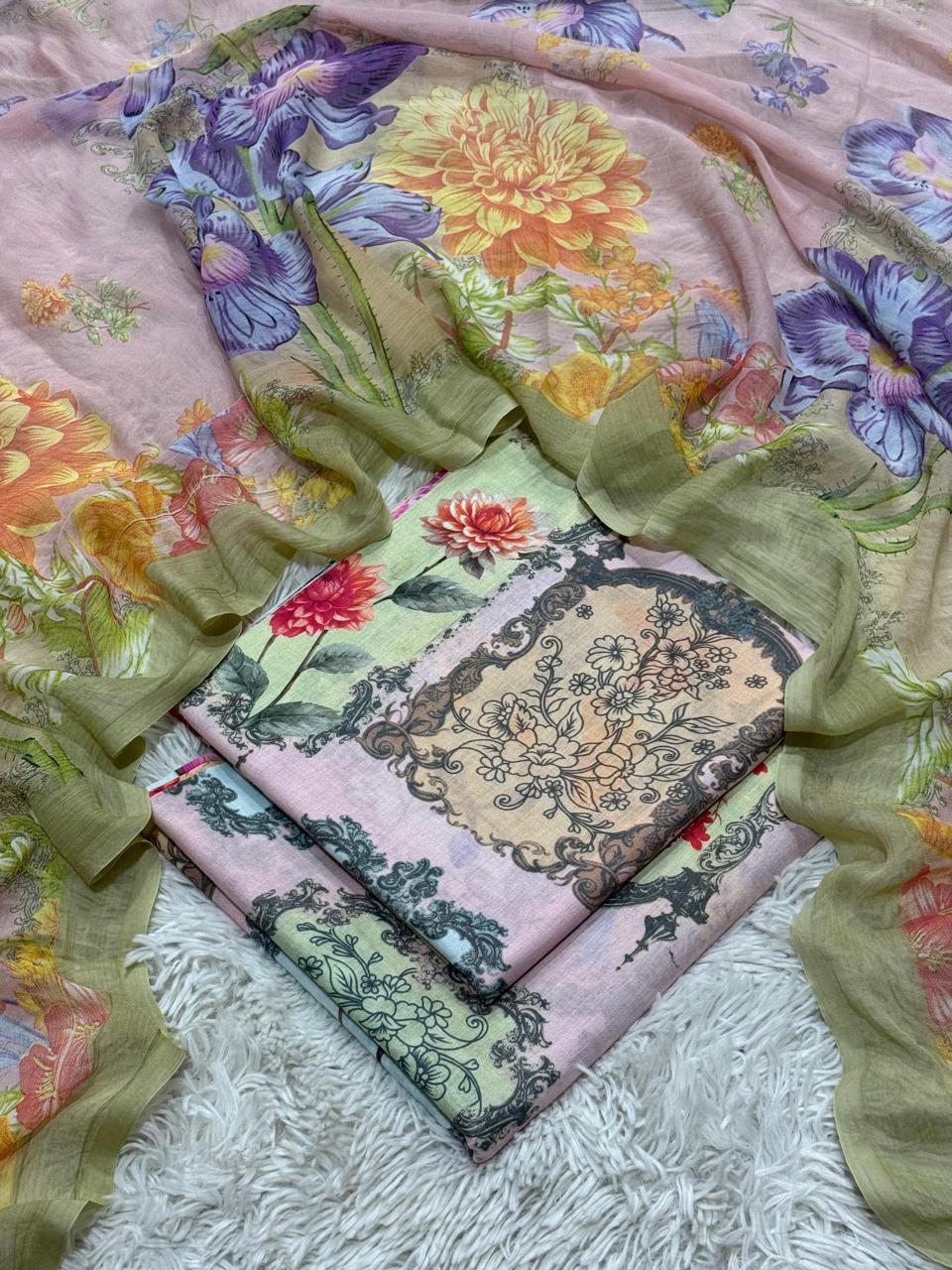 Maria B Inspired Digital Printed Lawn 3 Piece Unstitched Suit