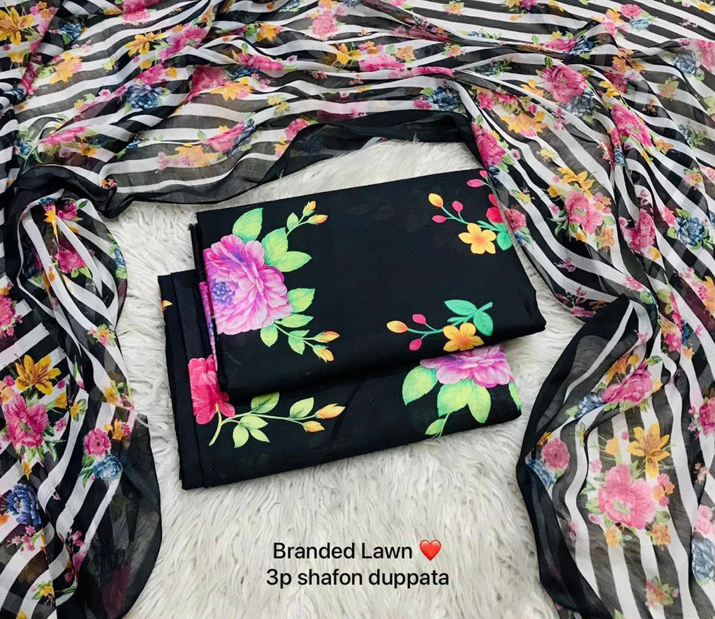 Maria B Inspired Digital Printed Lawn 3 Piece Unstitched Suit