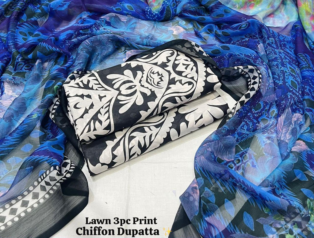 Maria B Inspired Digital Printed Lawn 3 Piece Unstitched Suit