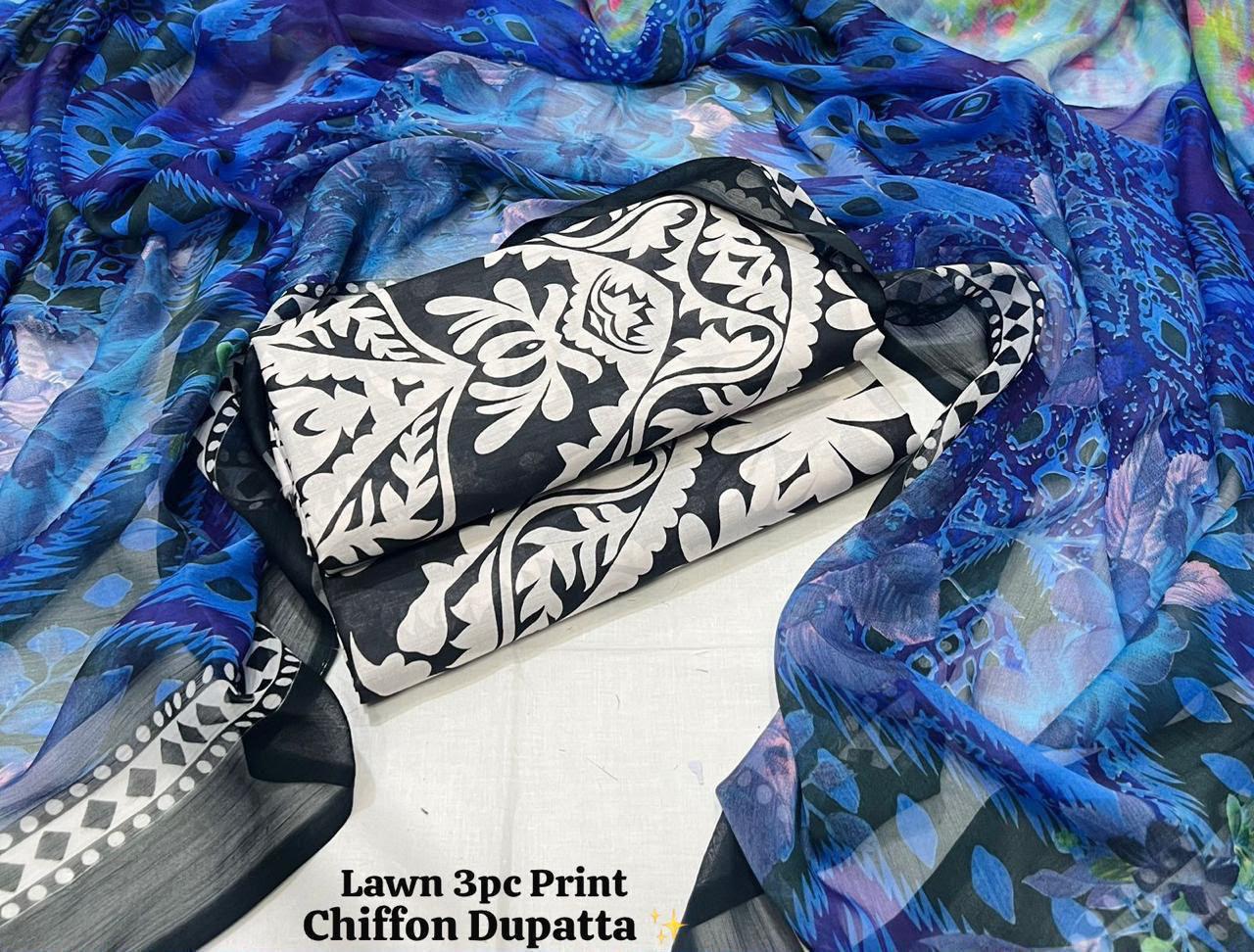 Maria B Inspired Digital Printed Lawn 3 Piece Unstitched Suit