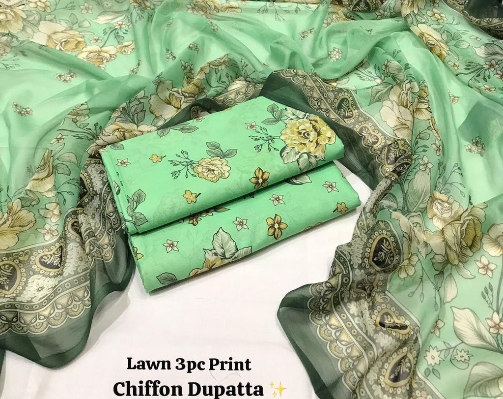 Maria B Inspired Digital Printed Lawn 3 Piece Unstitched Suit