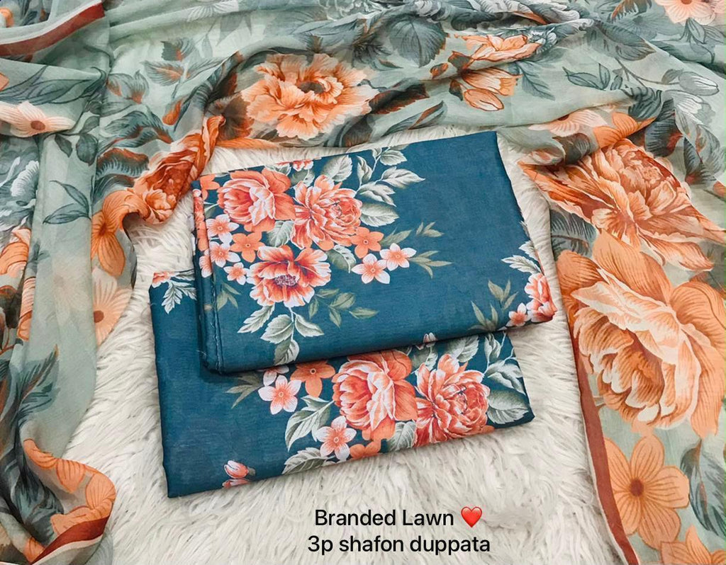 Maria B Inspired Digital Printed Lawn 3 Piece Unstitched Suit