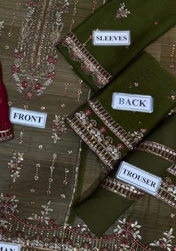 Asim Jofa Unstitched Replica – Premium Heavy Embroidered Chiffon 3 Piece Suit for Women