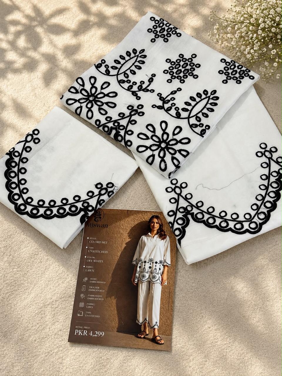 Miswan Embroidered Lawn 2 Piece Unstitched Suit for Women – Premium Summer Collection