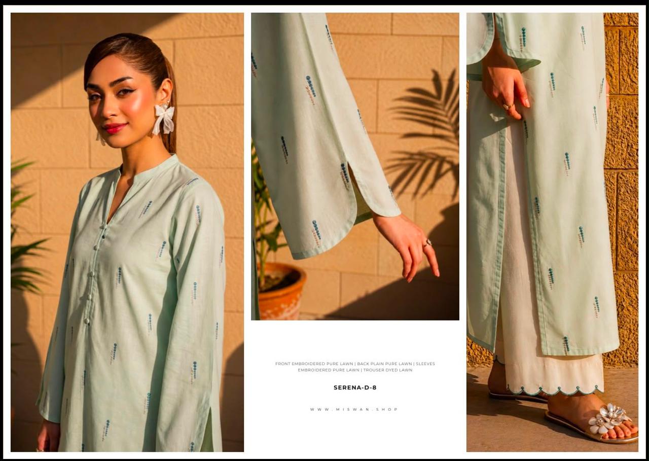 Miswan Embroidered Lawn 2 Piece Unstitched Suit for Women – Premium Summer Collection