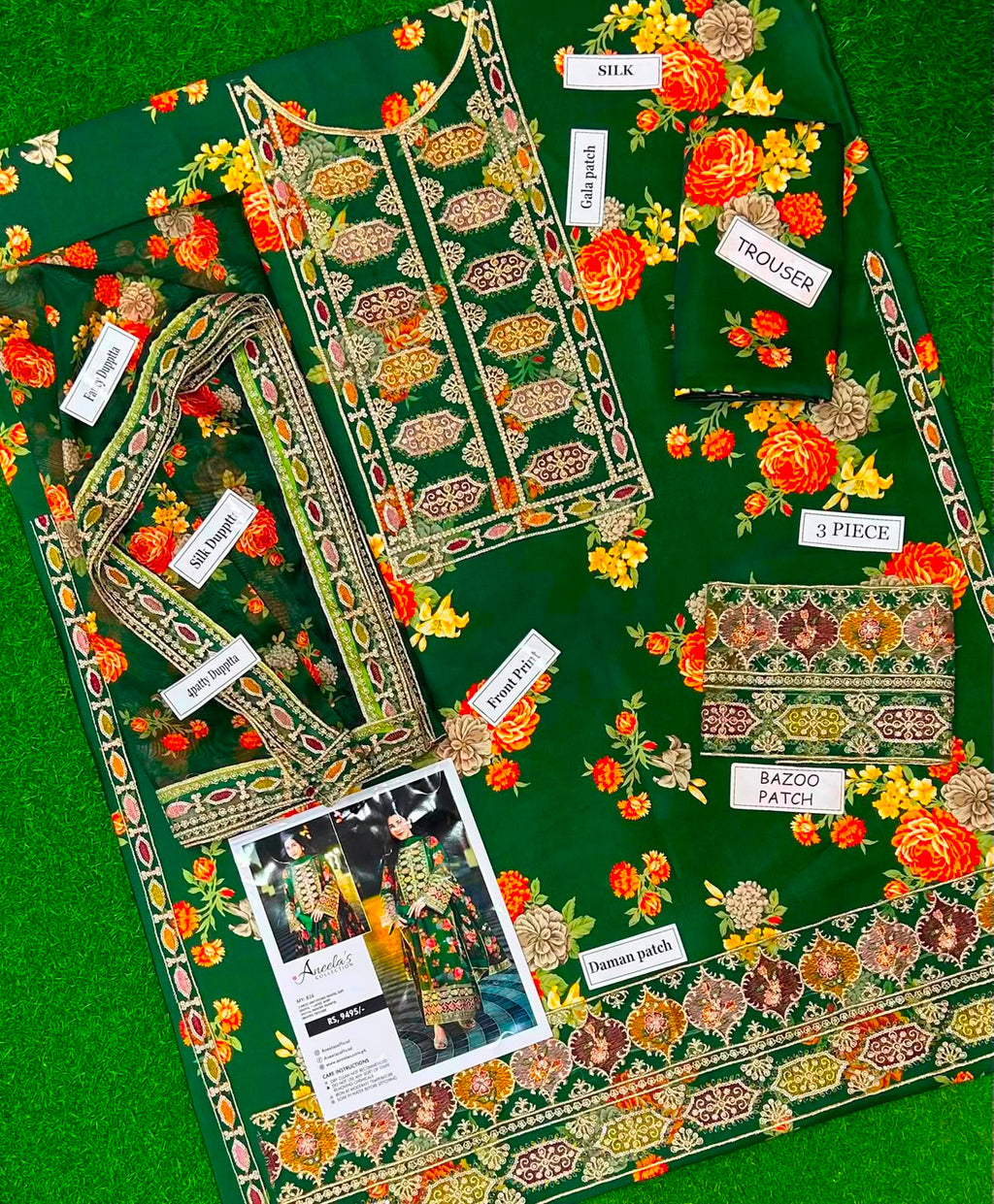 Aneela Silk Collection 2026 – 3 Piece Unstitched Embroidered Silk Suit for Women