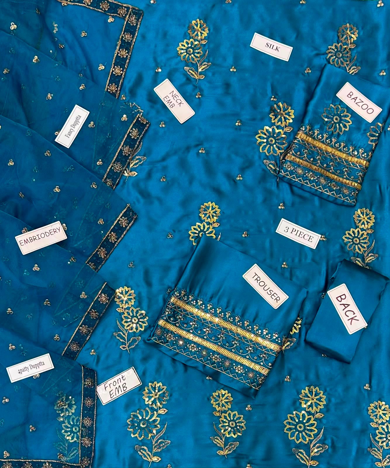 Laam Silk Collection 2026 – 3 Piece Unstitched Embroidered Silk Suit for Women