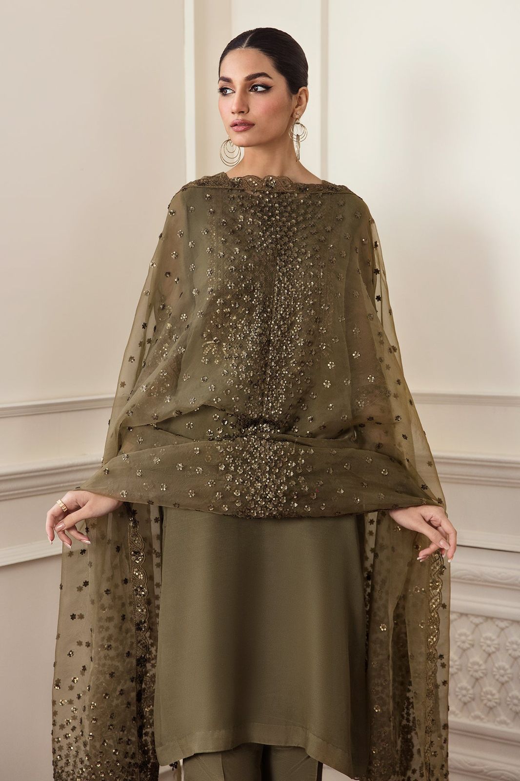 Premium Chiffon Sequence Embroidered Unstitched 3 Piece Suit