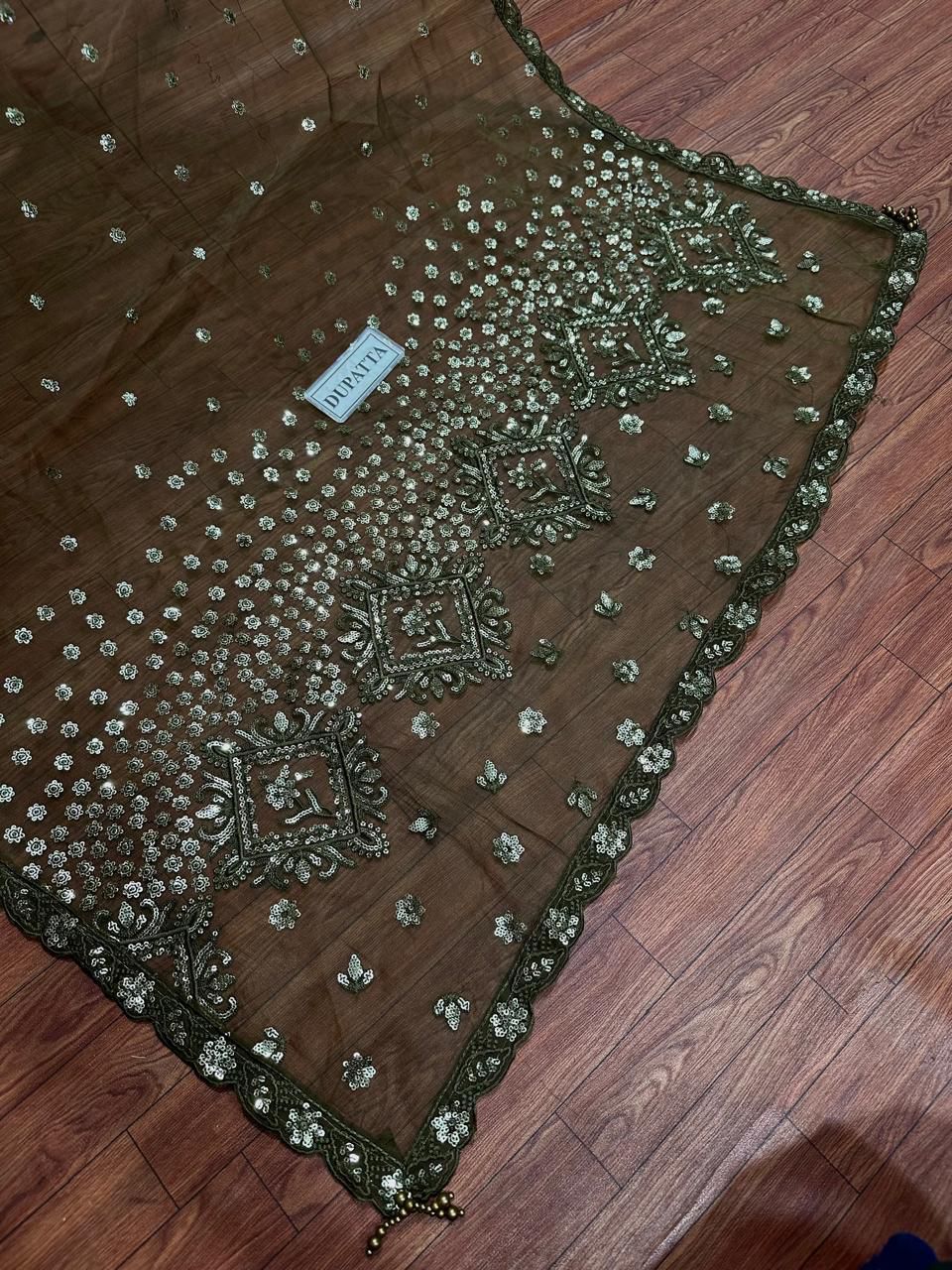 Premium Chiffon Sequence Embroidered Unstitched 3 Piece Suit