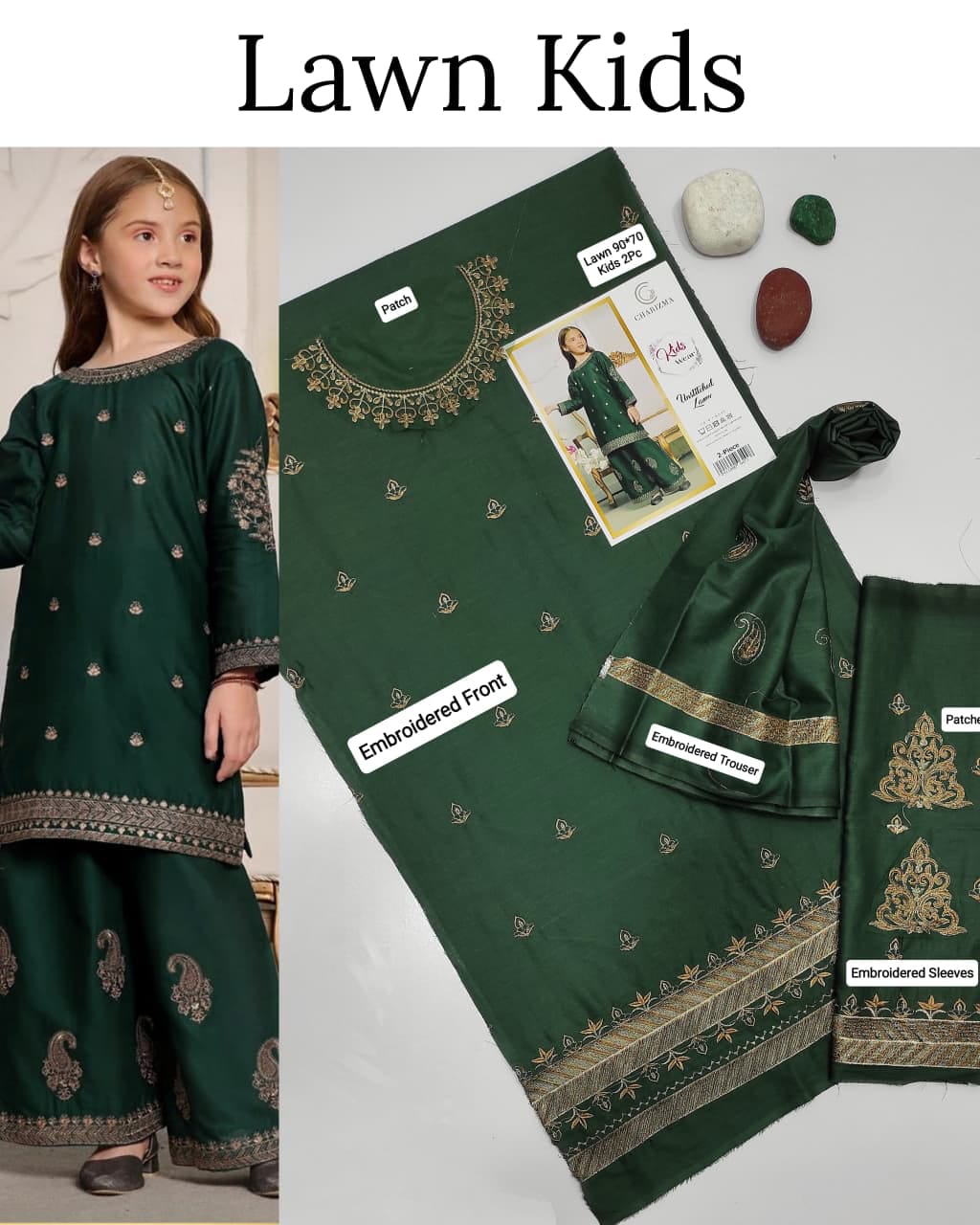 Maria.B Kids 2PC Premium Air-Jet Lawn Embroidered Suit