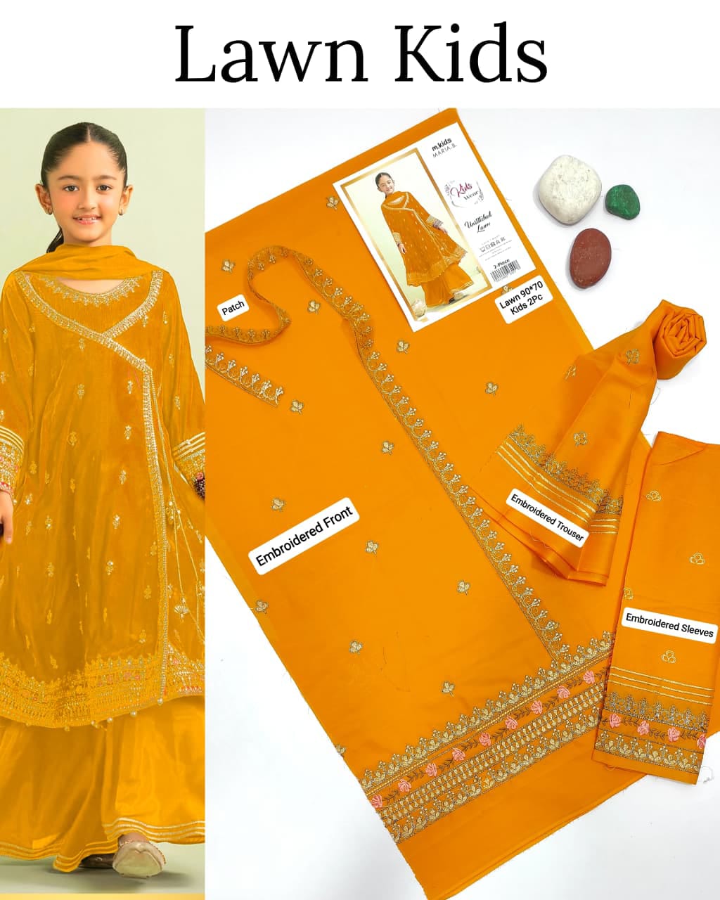 Maria.B Kids 2PC Premium Air-Jet Lawn Embroidered Suit