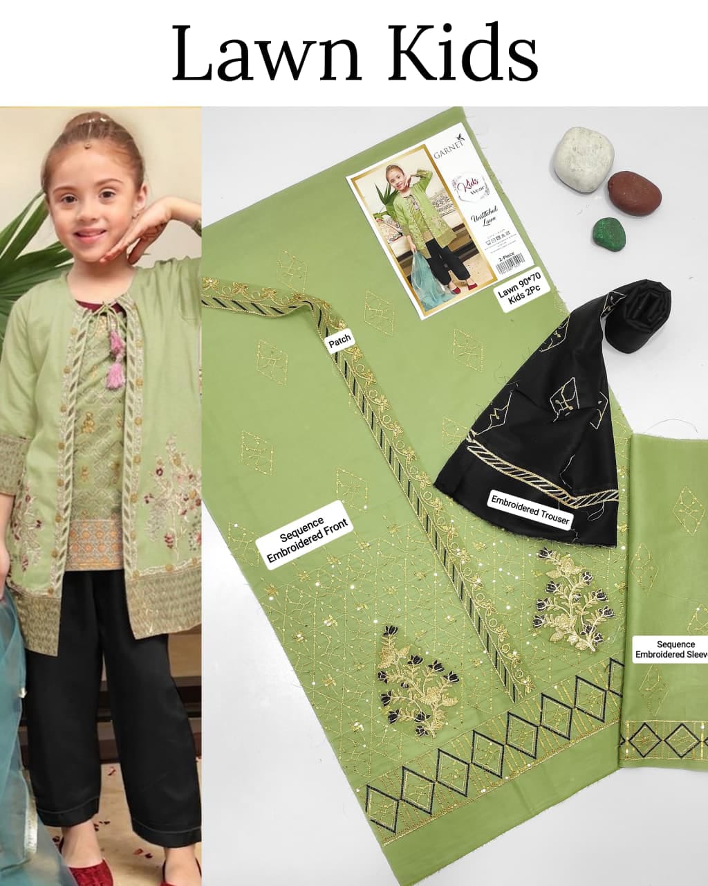 Maria.B Kids 2PC Premium Air-Jet Lawn Embroidered Suit