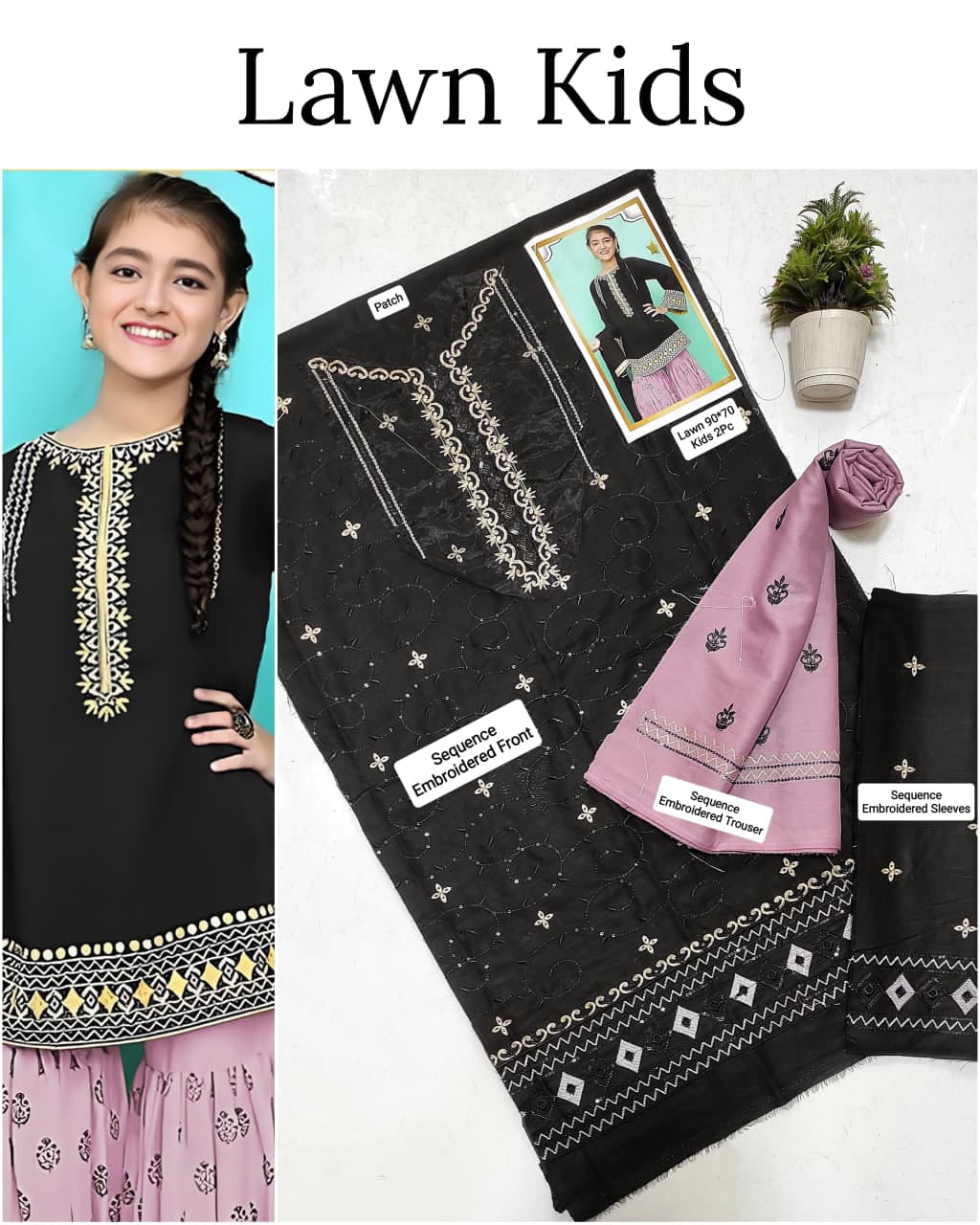 Maria.B Kids 2PC Premium Air-Jet Lawn Embroidered Suit