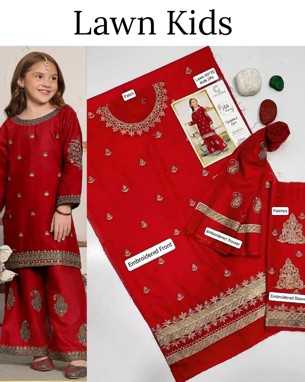 Maria.B Kids 2PC Premium Air-Jet Lawn Embroidered Suit