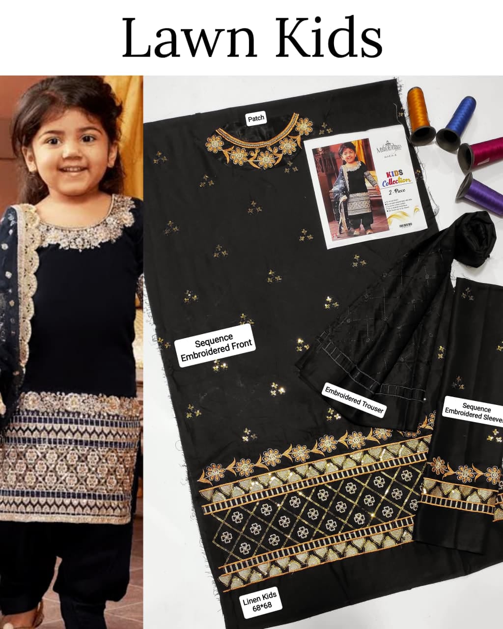 Maria.B Kids 2PC Premium Air-Jet Lawn Embroidered Suit