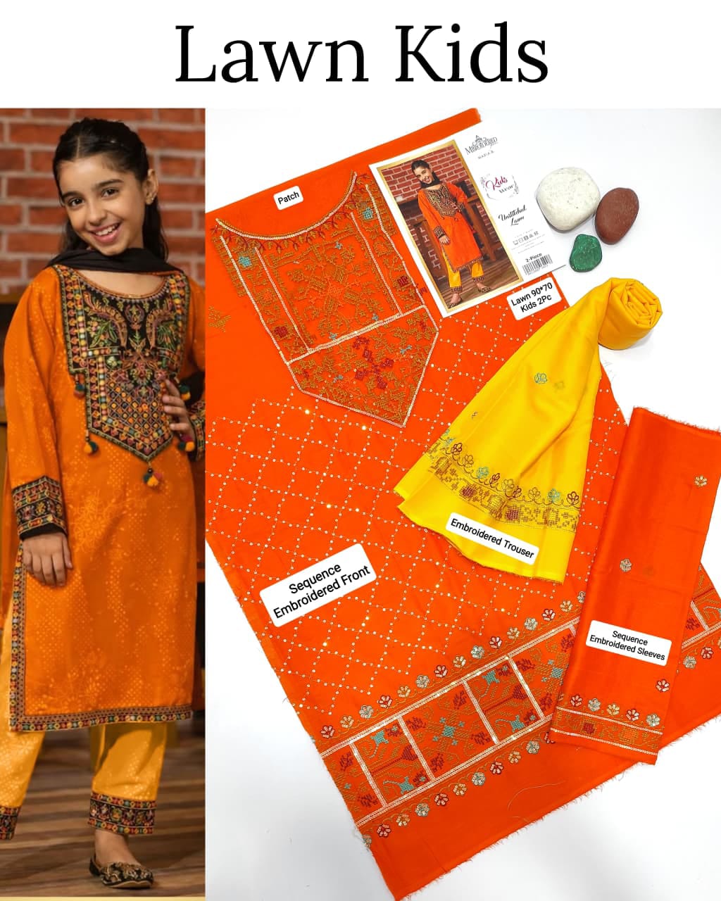 Maria.B Kids 2PC Premium Air-Jet Lawn Embroidered Suit