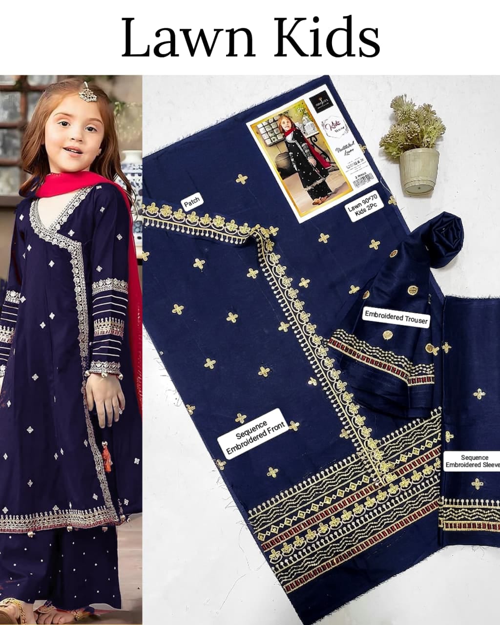 Maria.B Kids 2PC Premium Air-Jet Lawn Embroidered Suit
