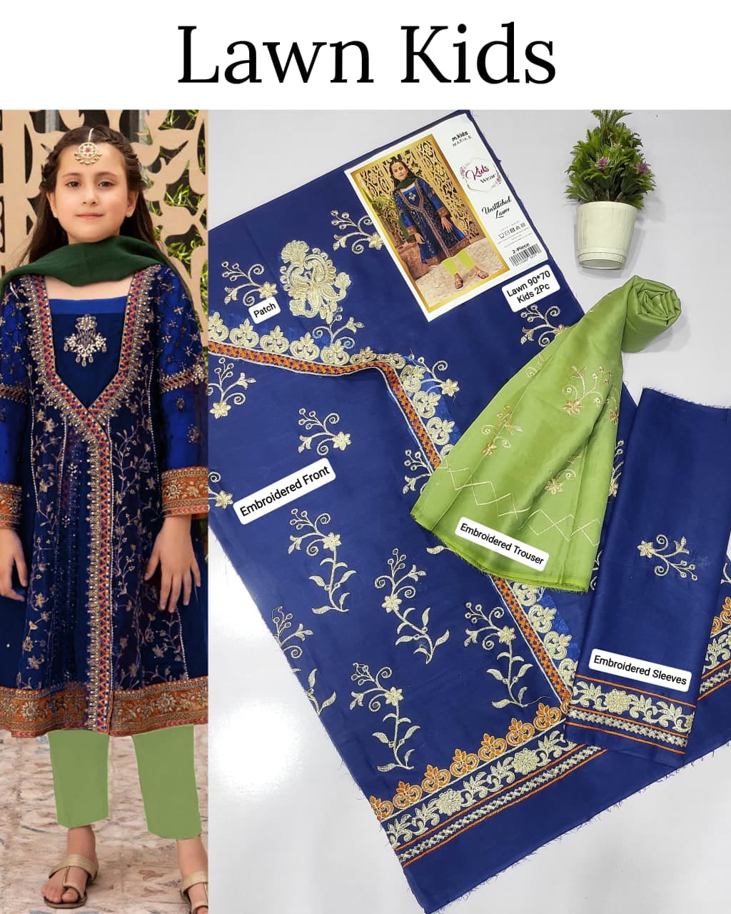 Maria.B Kids 2PC Premium Air-Jet Lawn Embroidered Suit