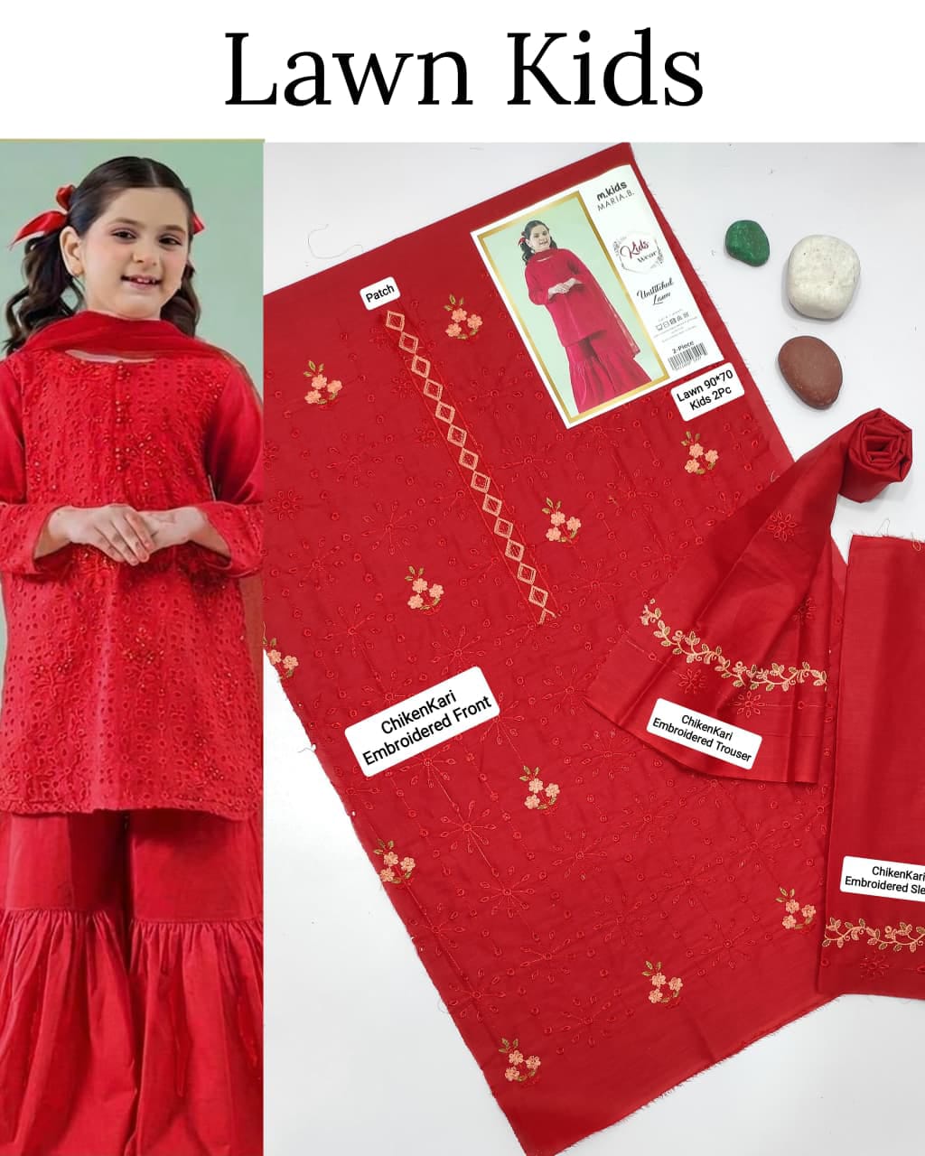 Maria.B Kids 2PC Premium Air-Jet Lawn Embroidered Suit