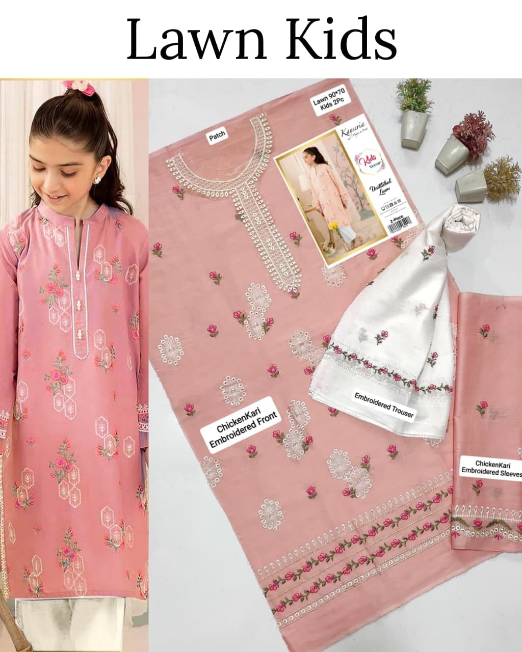 Maria.B Kids 2PC Premium Air-Jet Lawn Embroidered Suit