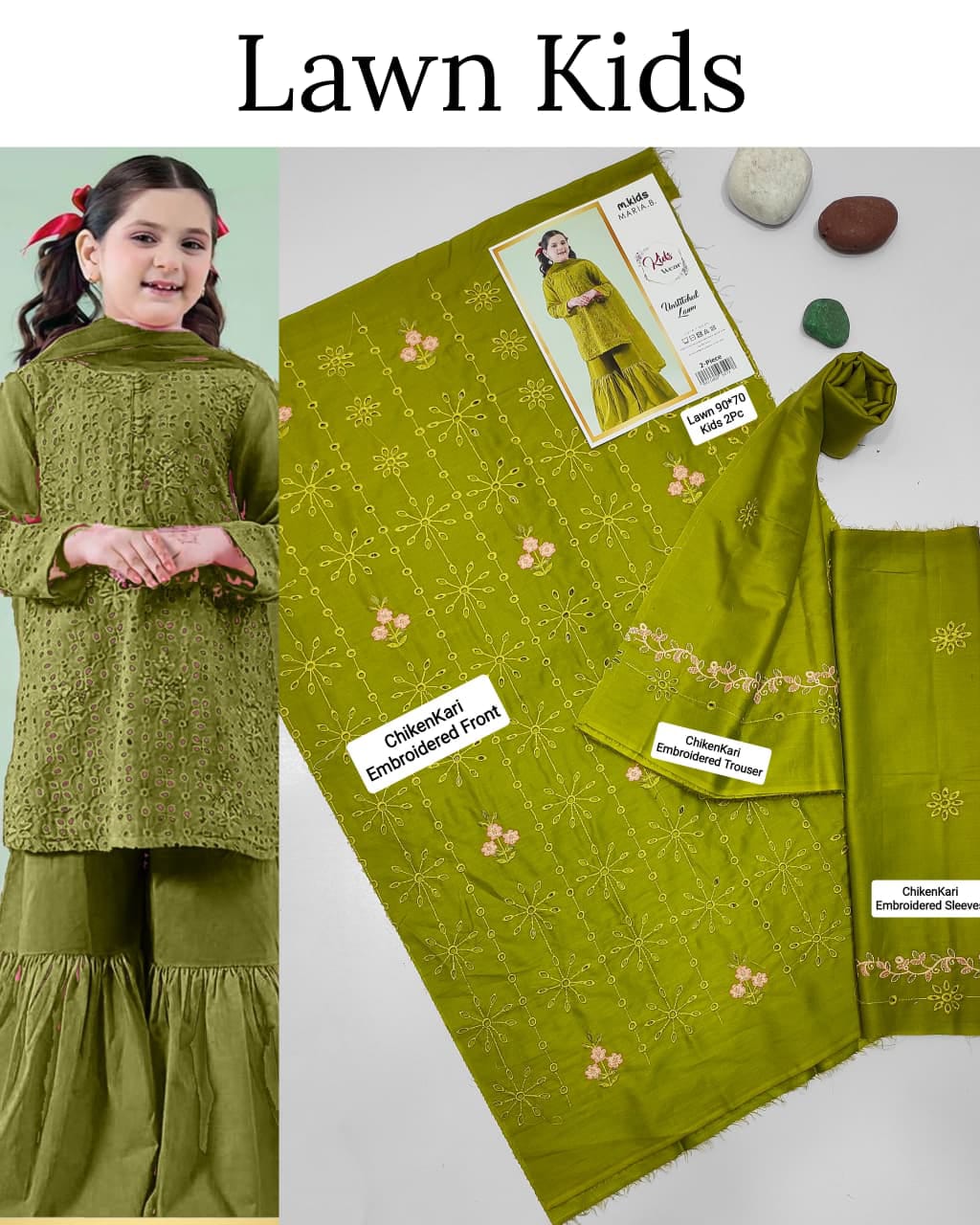 Maria.B Kids 2PC Premium Air-Jet Lawn Embroidered Suit