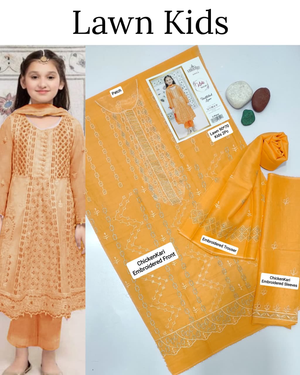 Maria.B Kids 2PC Premium Air-Jet Lawn Embroidered Suit