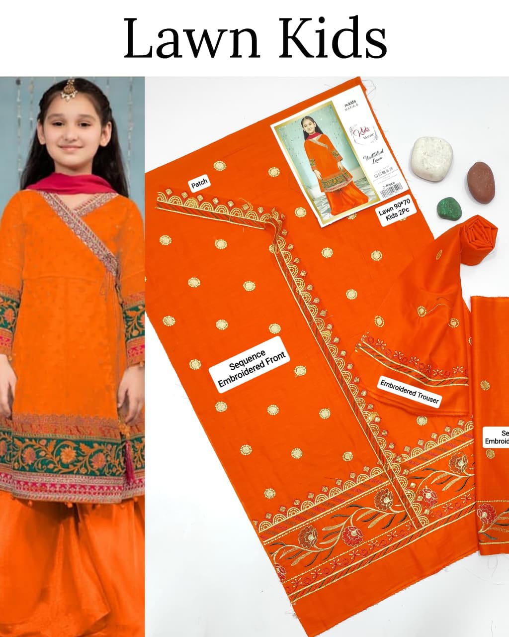 Maria.B Kids 2PC Premium Air-Jet Lawn Embroidered Suit
