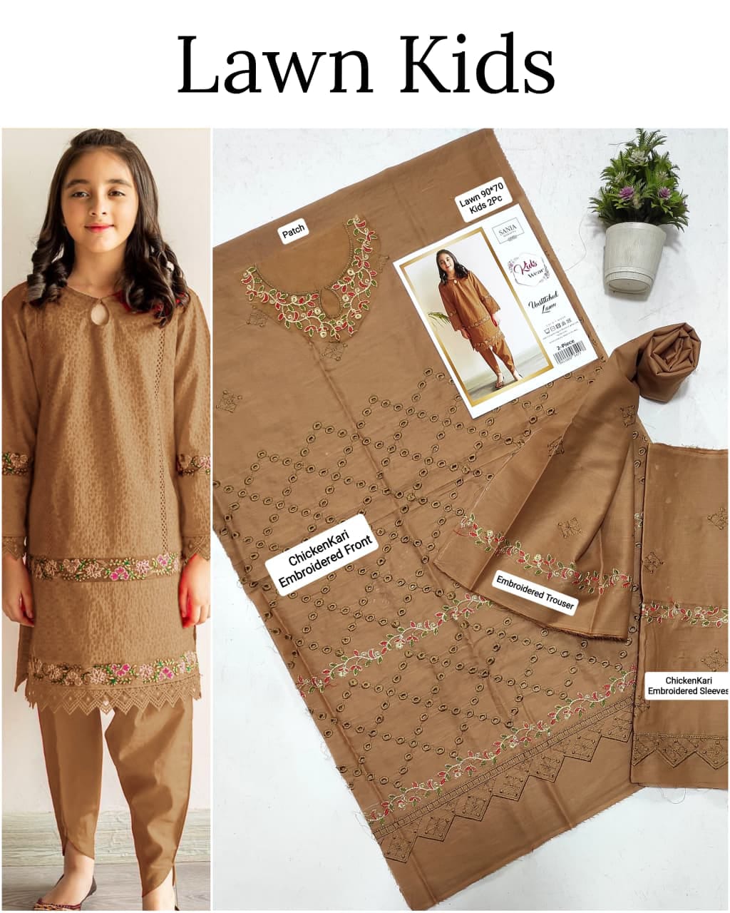 Maria.B Kids 2PC Premium Air-Jet Lawn Embroidered Suit