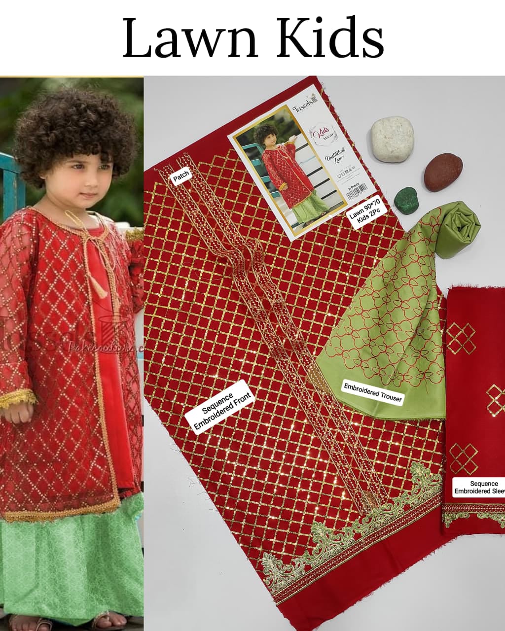 Maria.B Kids 2PC Premium Air-Jet Lawn Embroidered Suit