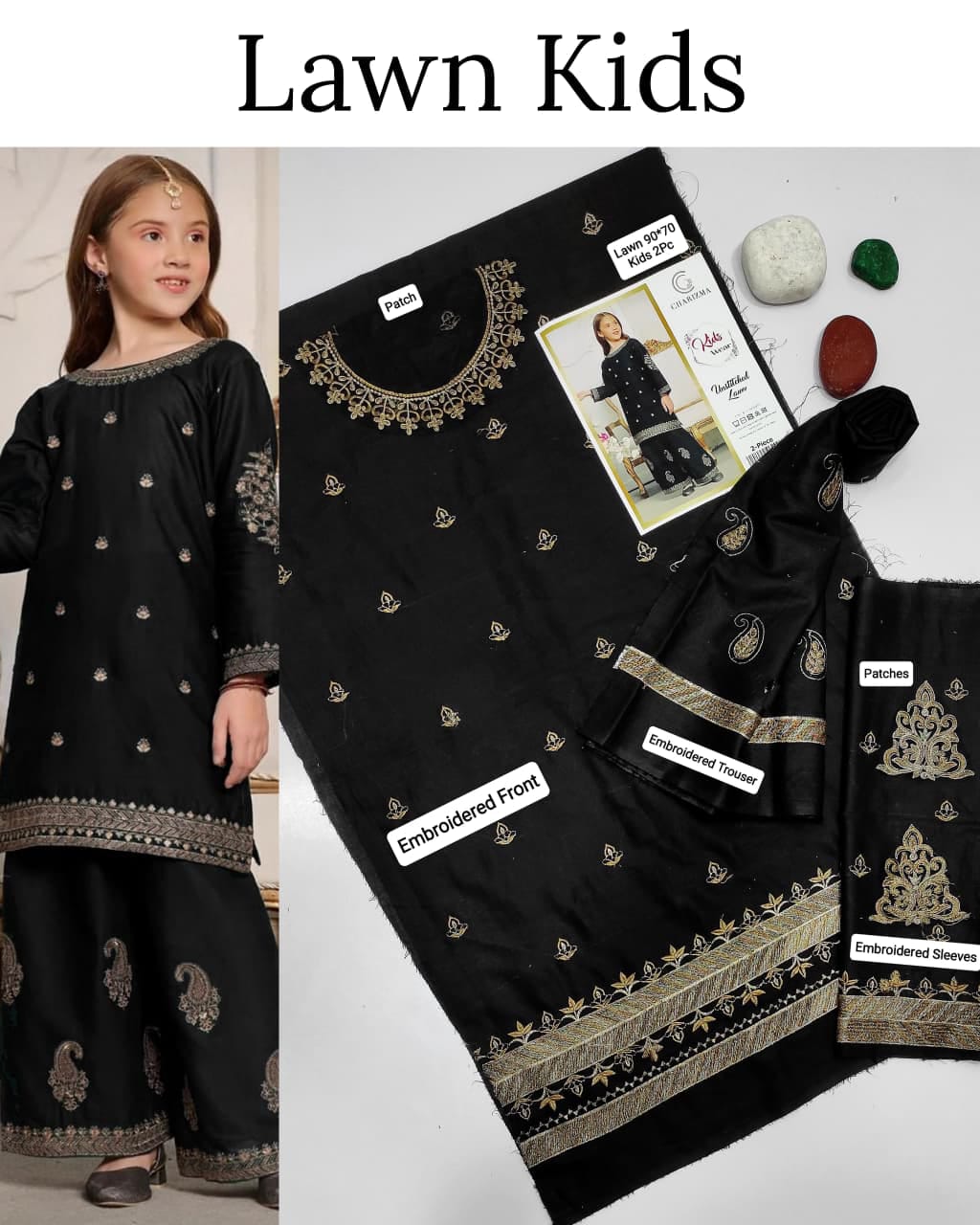 Maria.B Kids 2PC Premium Air-Jet Lawn Embroidered Suit