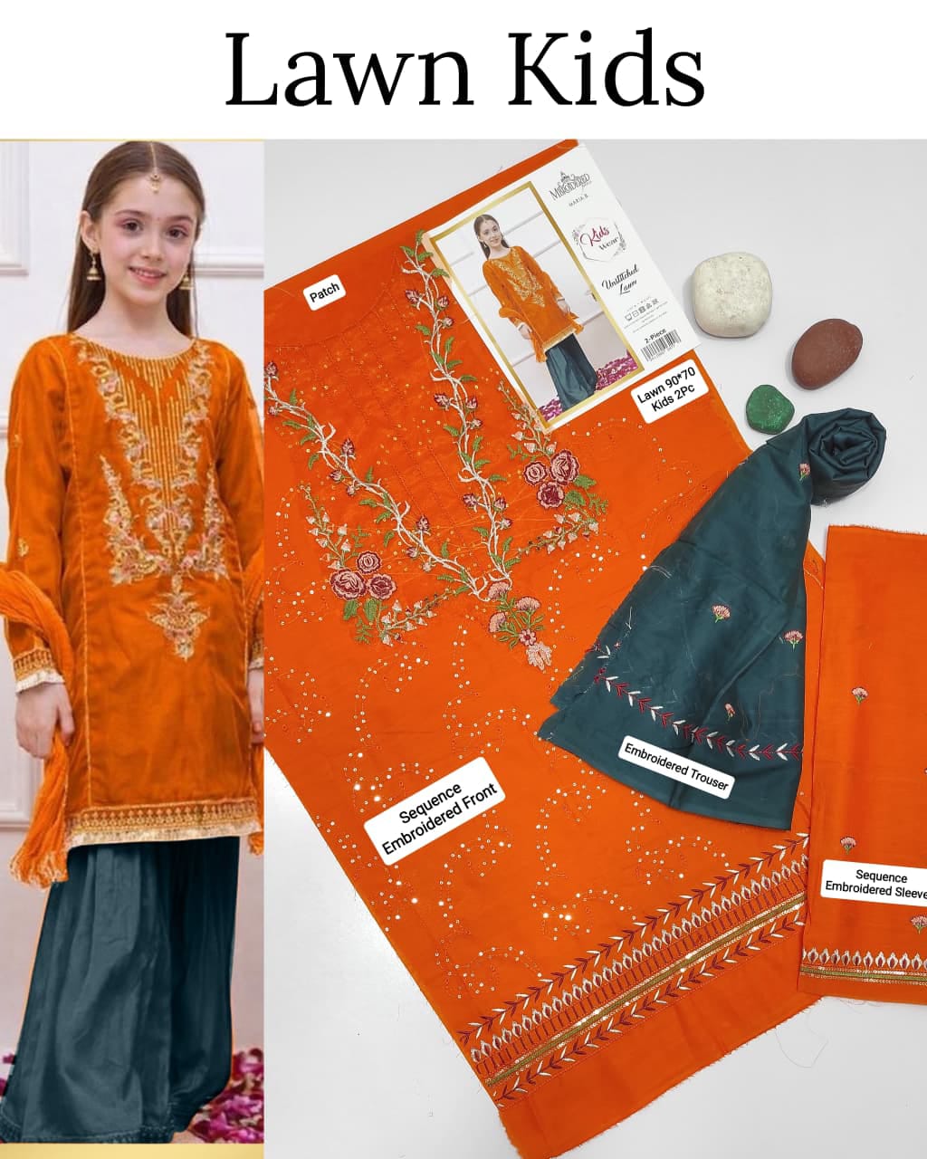 Maria.B Kids 2PC Premium Air-Jet Lawn Embroidered Suit