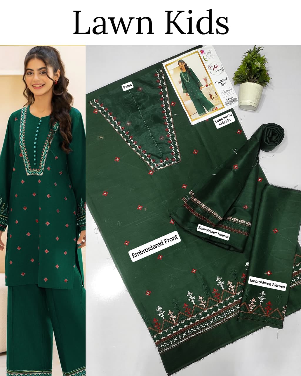 Maria.B Kids 2PC Premium Air-Jet Lawn Embroidered Suit