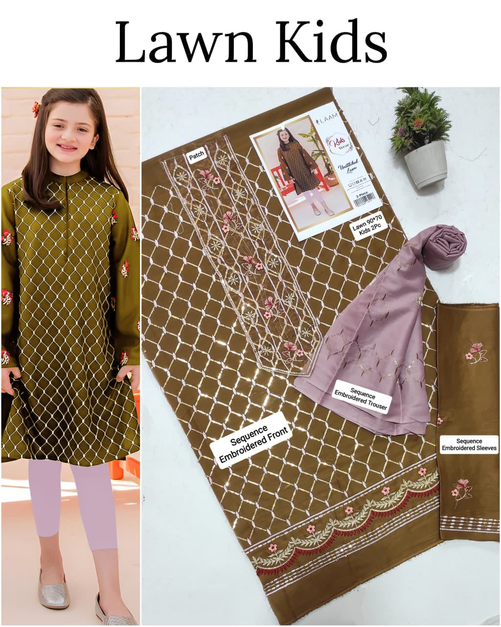Maria.B Kids 2PC Premium Air-Jet Lawn Embroidered Suit